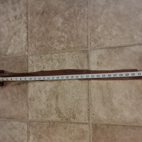 Joan & David Brown Calfskin Leather Belt Square Brass Buckle Split Size S Boho - Picture 10 of 11